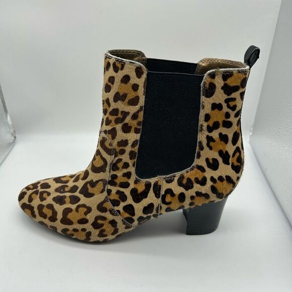 Coach and Four Tate Tan Brown Leopard Print Calf Hair Ankle Boot - Picture 6 of 12